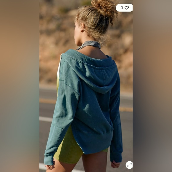 We The Free  Free People Washed Teal Hoodie Large EUC - Picture 2 of 10
